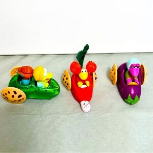 Fraggle Rock Happy Meal Toys 1988  Lot Of 3 Vegetable Cars Jim Henson Vintage